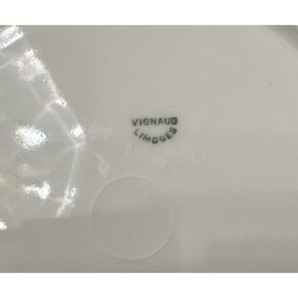 Vintage Vignaud Limoges (4) Salad Plates 8.25” White Gold Trim VIG64 France - Picture 6 of 6